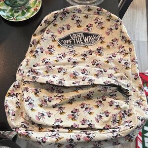 Vans Off The Wall, Cream Backpack with Minnie Mouse Print
